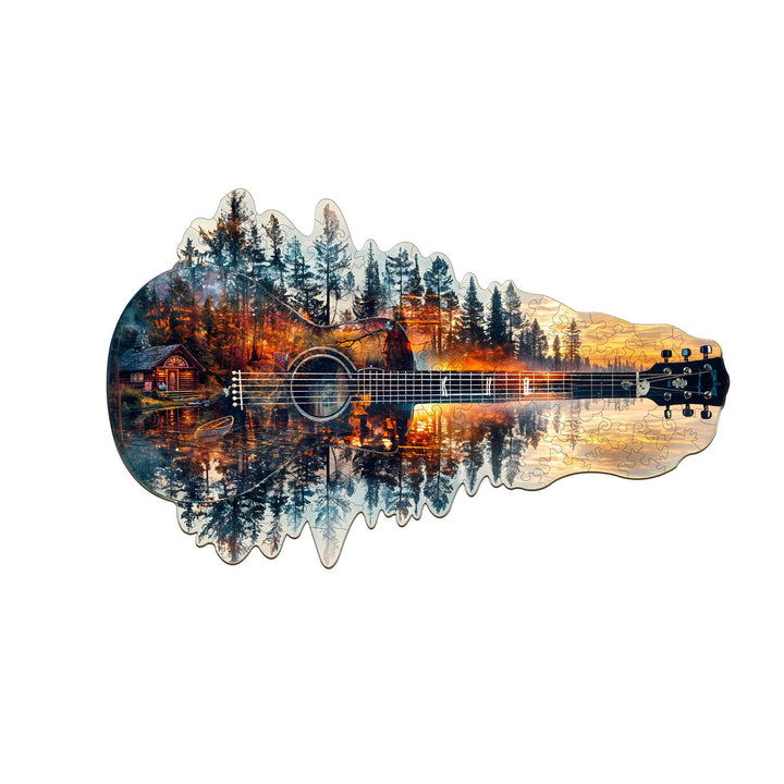 Sunset guitar Wooden Jigsaw Puzzle