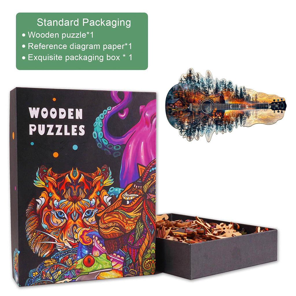 Sunset guitar Wooden Jigsaw Puzzle