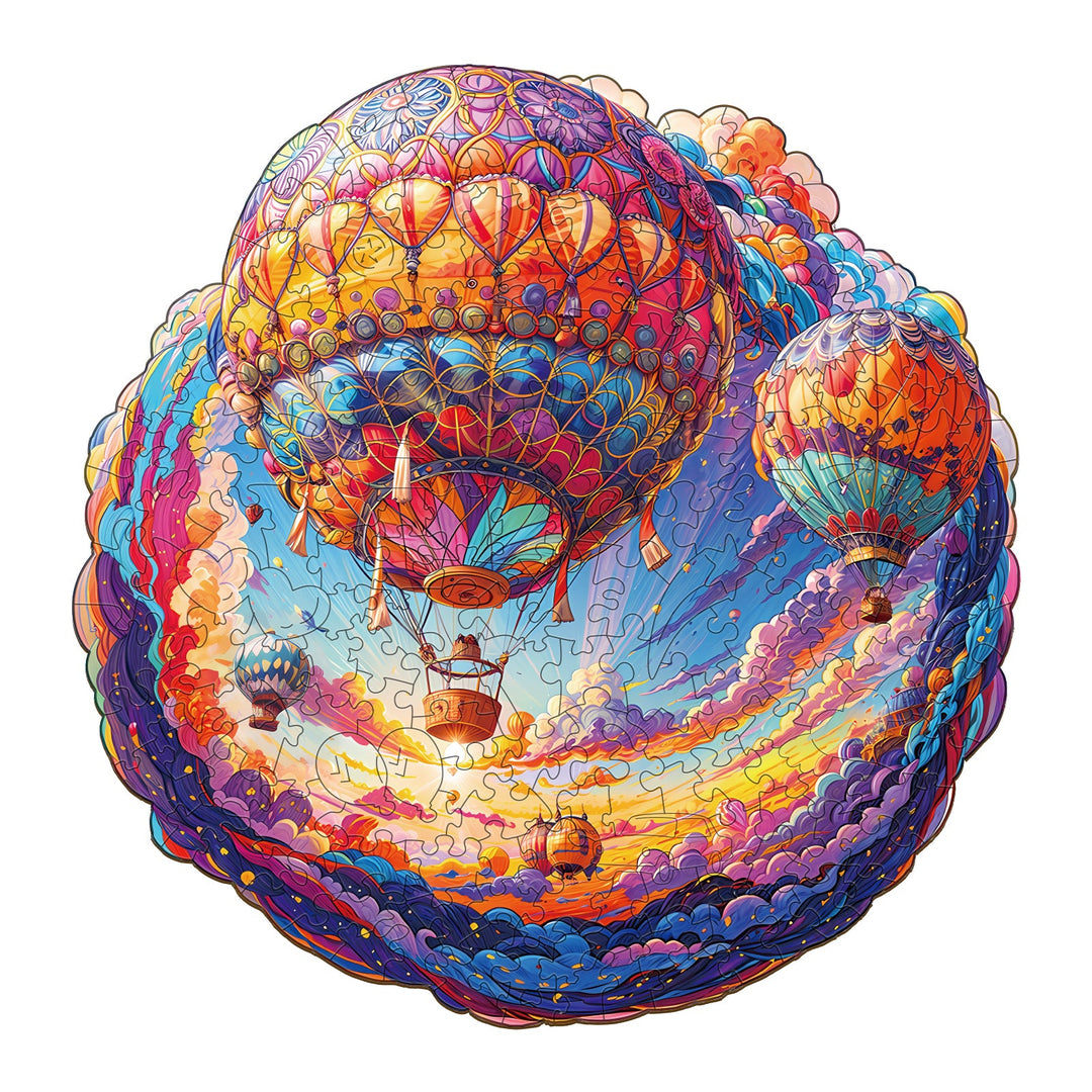 Hot Air Balloon Wooden Jigsaw Puzzle-Woodbests