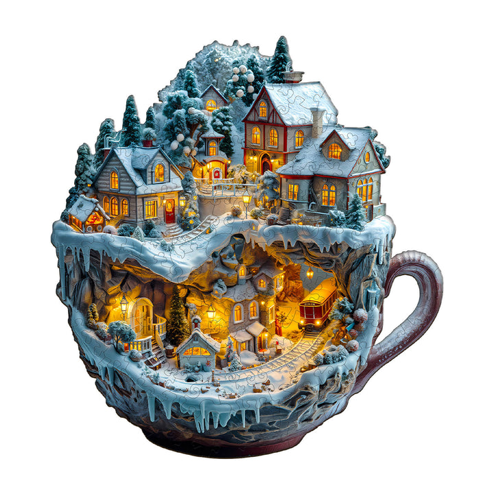 Train and Village Wooden Jigsaw Puzzle