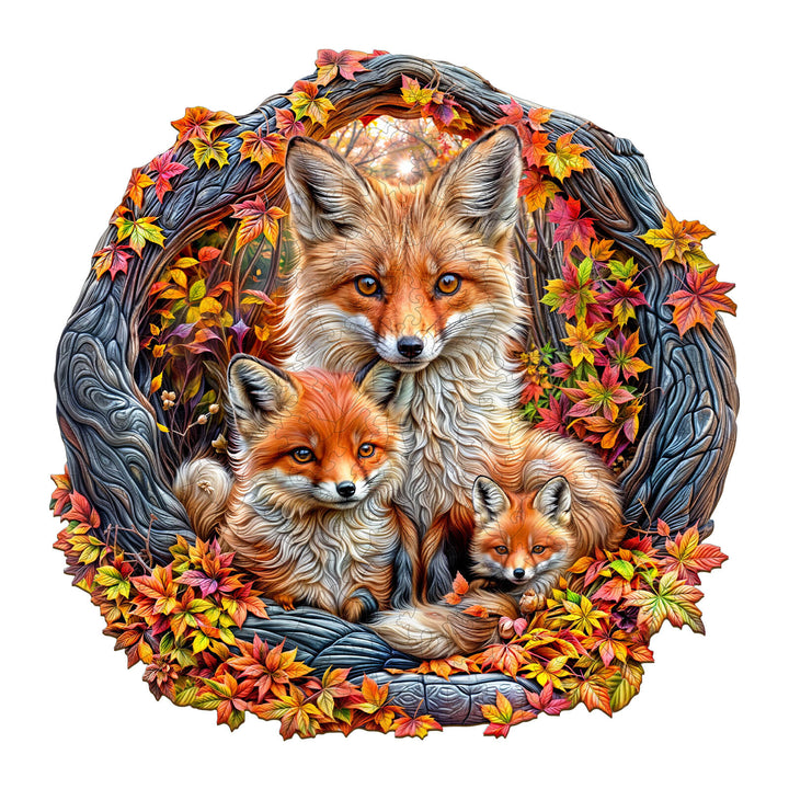 Parent-child fox Wooden Jigsaw Puzzle