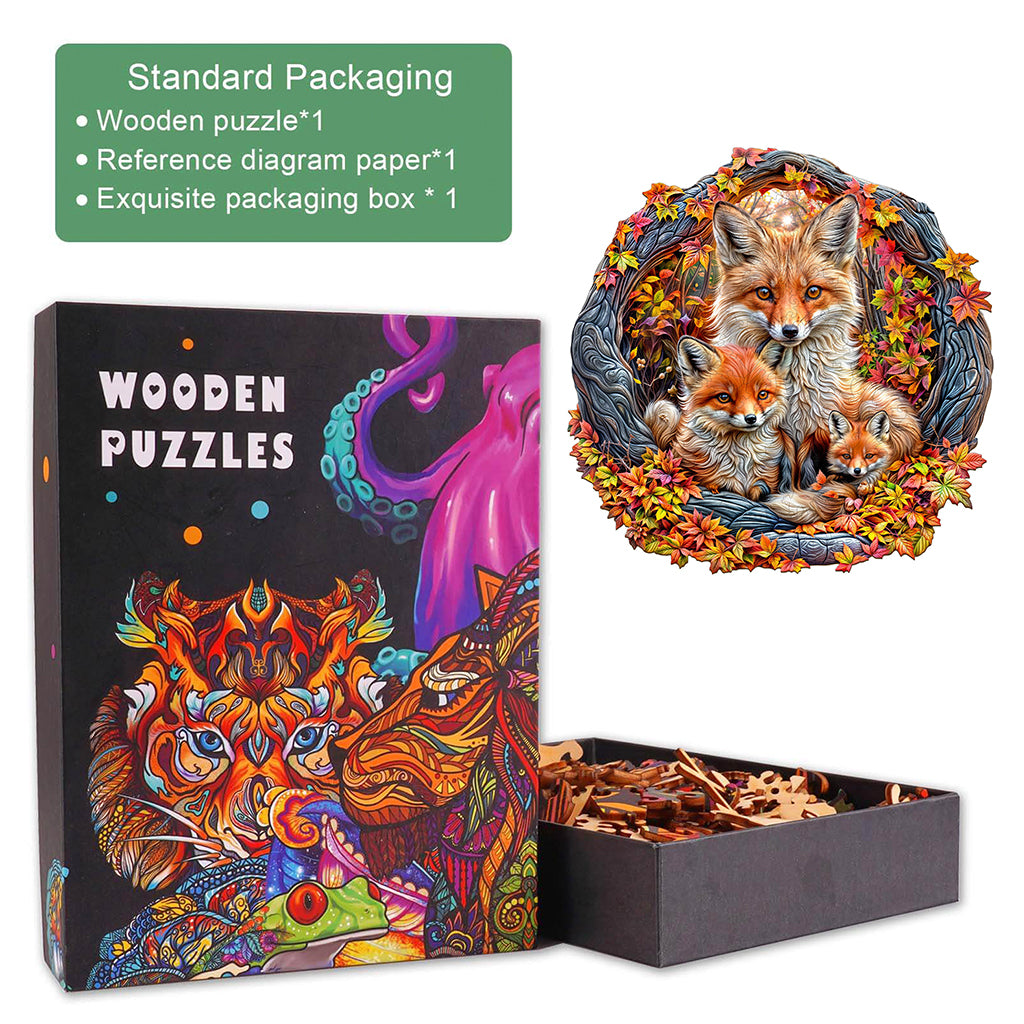 Parent-child fox Wooden Jigsaw Puzzle