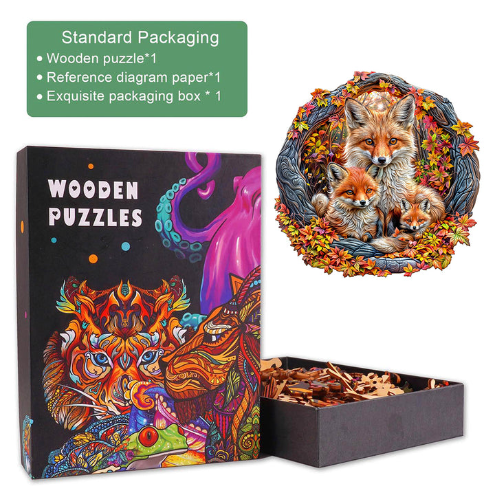 Parent-child fox Wooden Jigsaw Puzzle