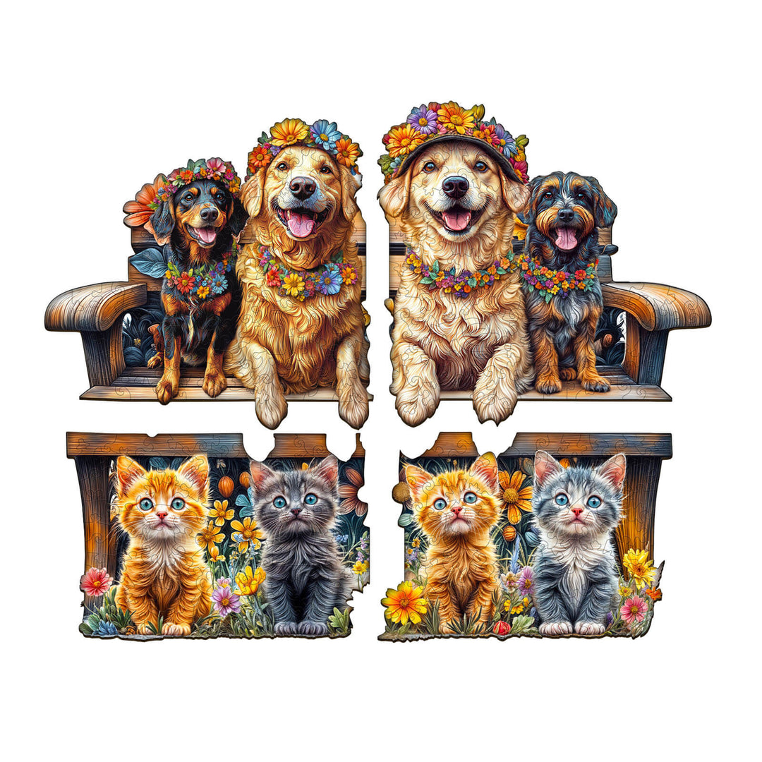 Party Puzzle-Pets on the Bench