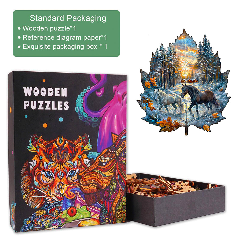 Winter of the stallion Wooden Jigsaw Puzzle