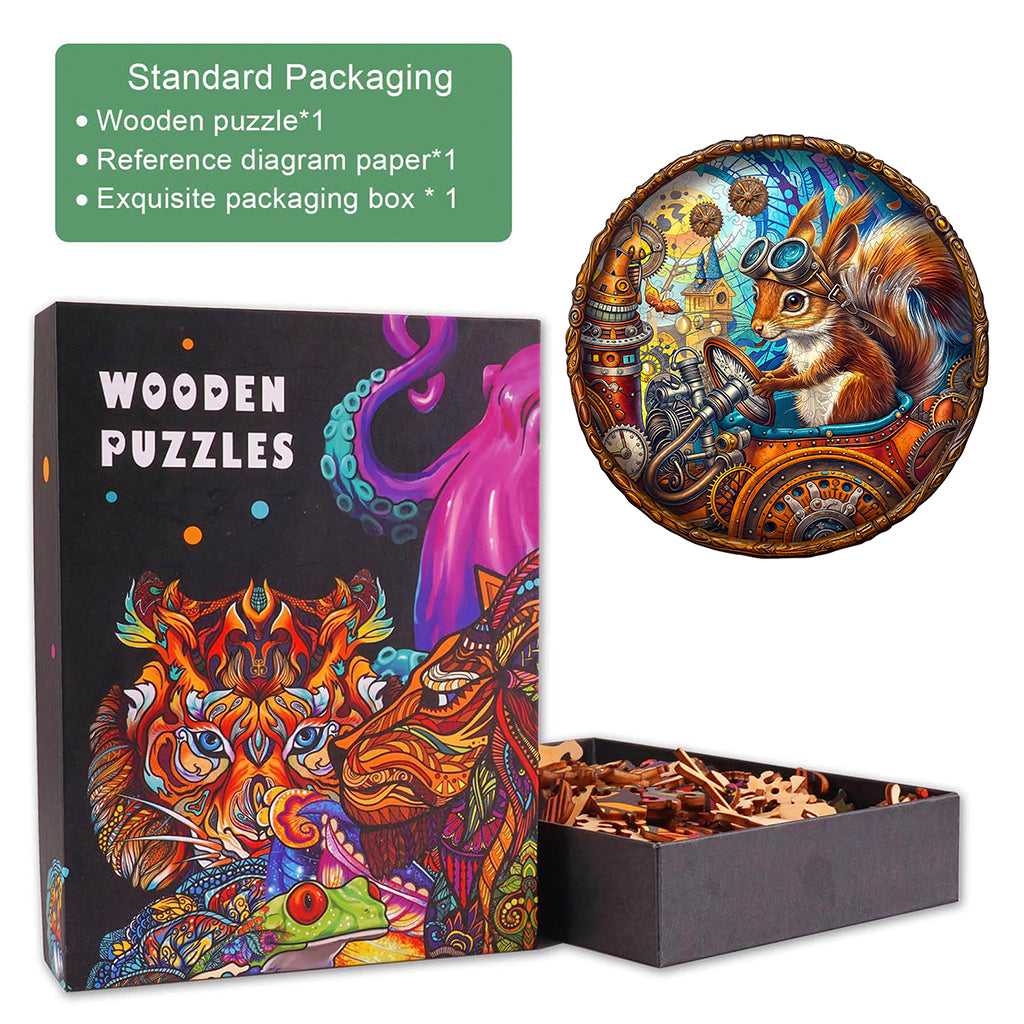 Happy squirrel Wooden Jigsaw Puzzle