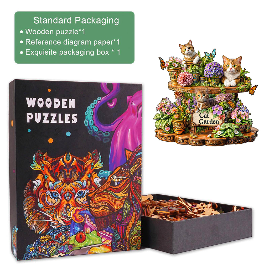 Cat Garden Wooden Jigsaw Puzzle