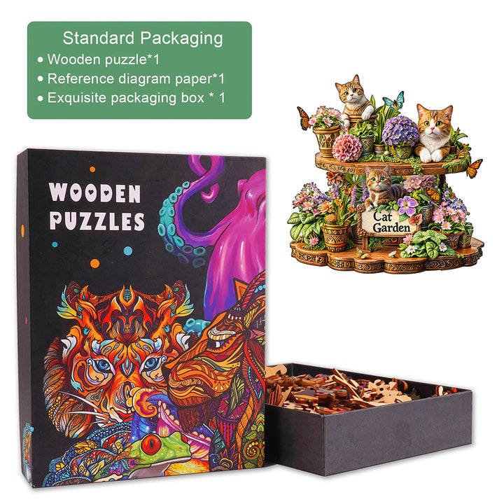Cat Garden Wooden Jigsaw Puzzle