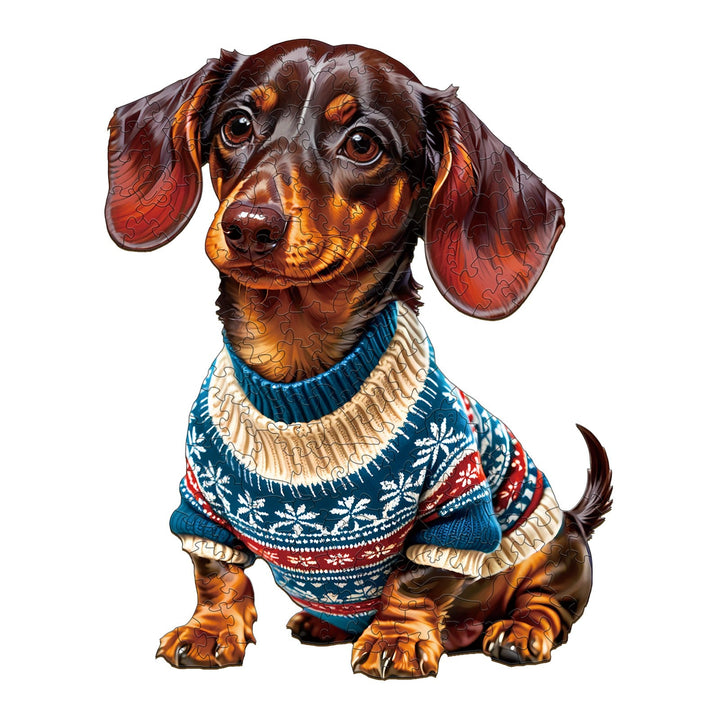Trendy Dachshund Wooden Jigsaw Puzzle-Woodbests