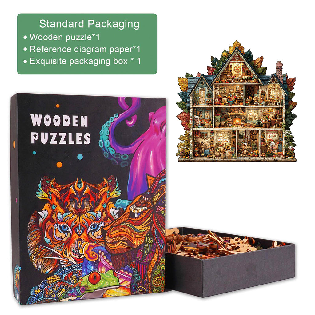 Bear's House - Thanksgiving Day Wooden Jigsaw Puzzle