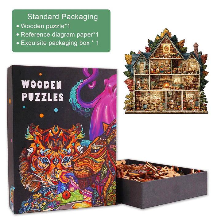 Bear's House - Thanksgiving Day Wooden Jigsaw Puzzle