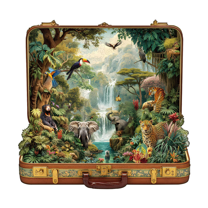 Suitcase scenery-jungle animals Wooden Jigsaw Puzzle