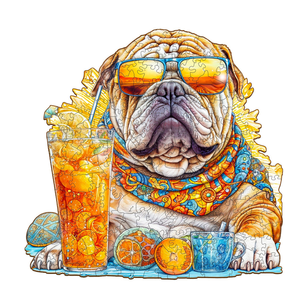 Summer Bulldog-1 Wooden Jigsaw Puzzle