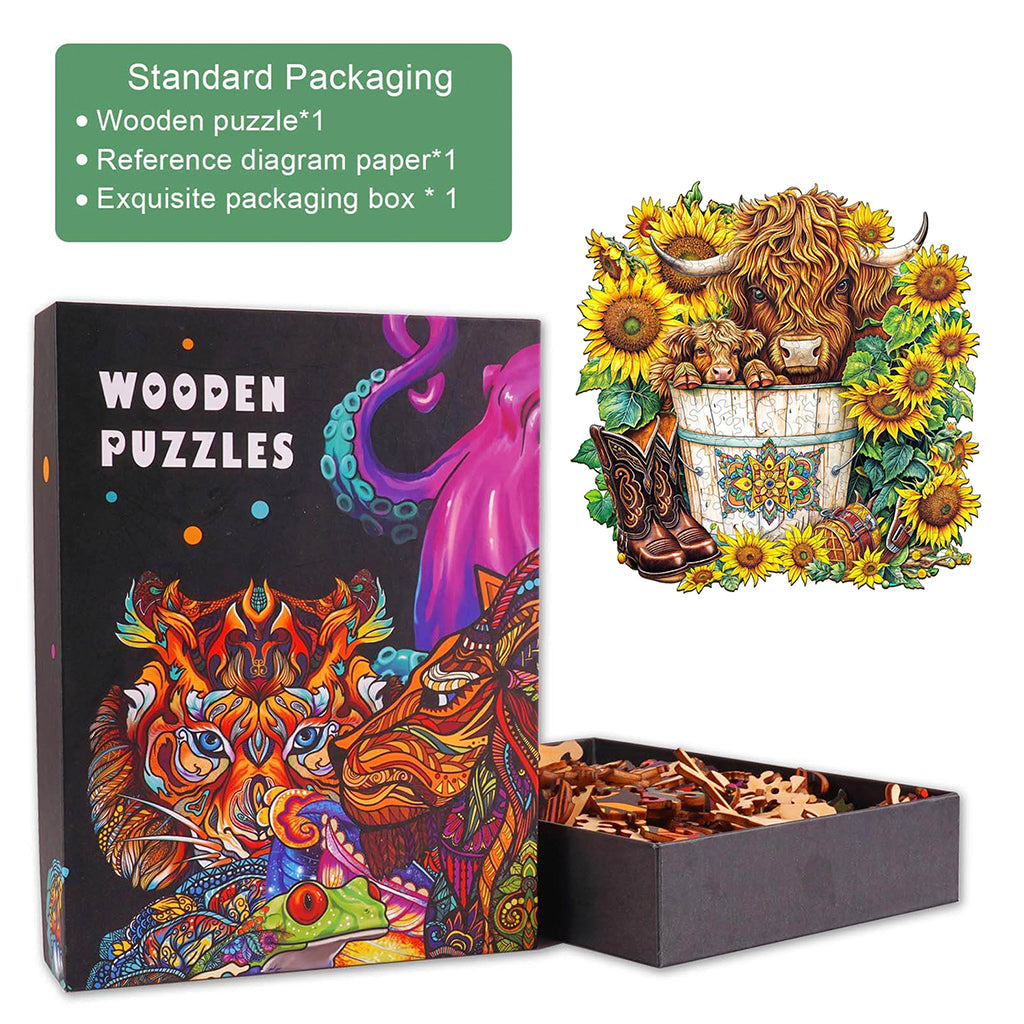 Sunflower Pasture Wooden Jigsaw Puzzle