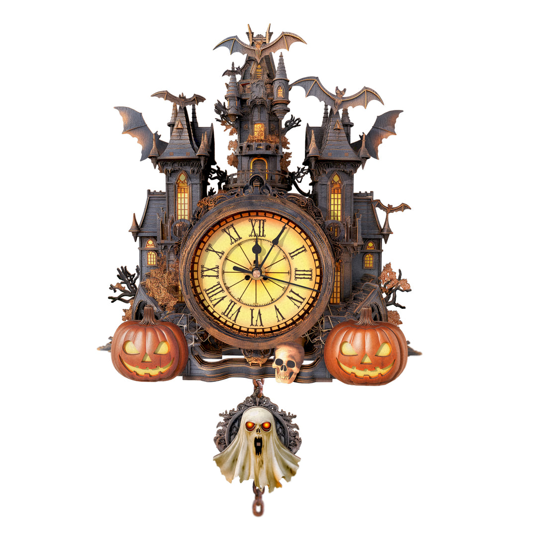 Halloween Castle-DIY Wooden Clock, 3D Puzzle Craft Kit