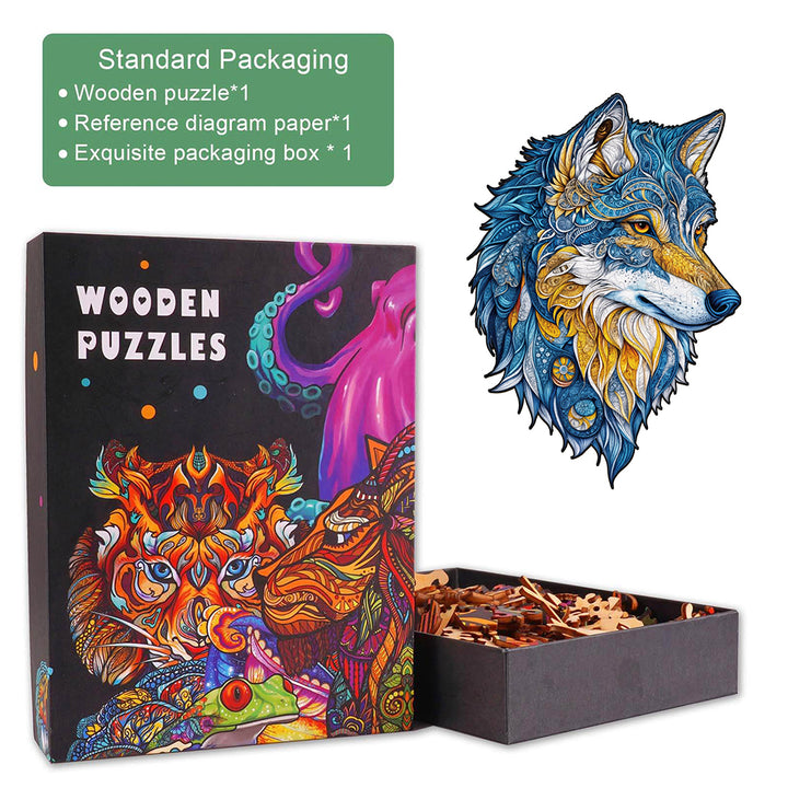 Vivid wolf Wooden Jigsaw Puzzle
