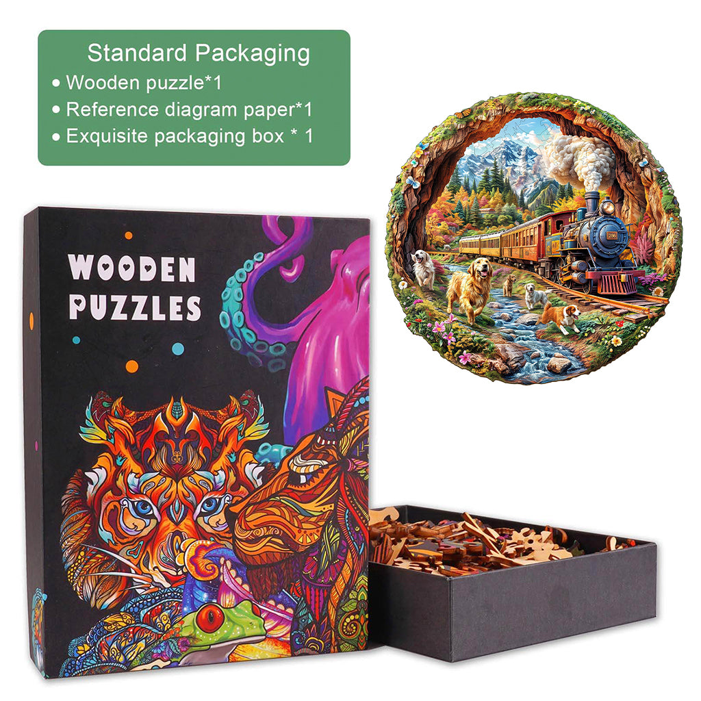 3D Racing the Train-1 Wooden Jigsaw Puzzle