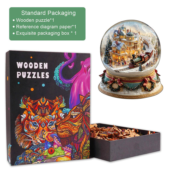 Christmas Crystal Train Wooden Jigsaw Puzzle