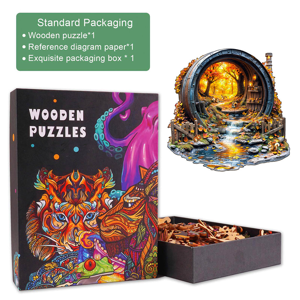 Barrel of Autumn Wooden Jigsaw Puzzle