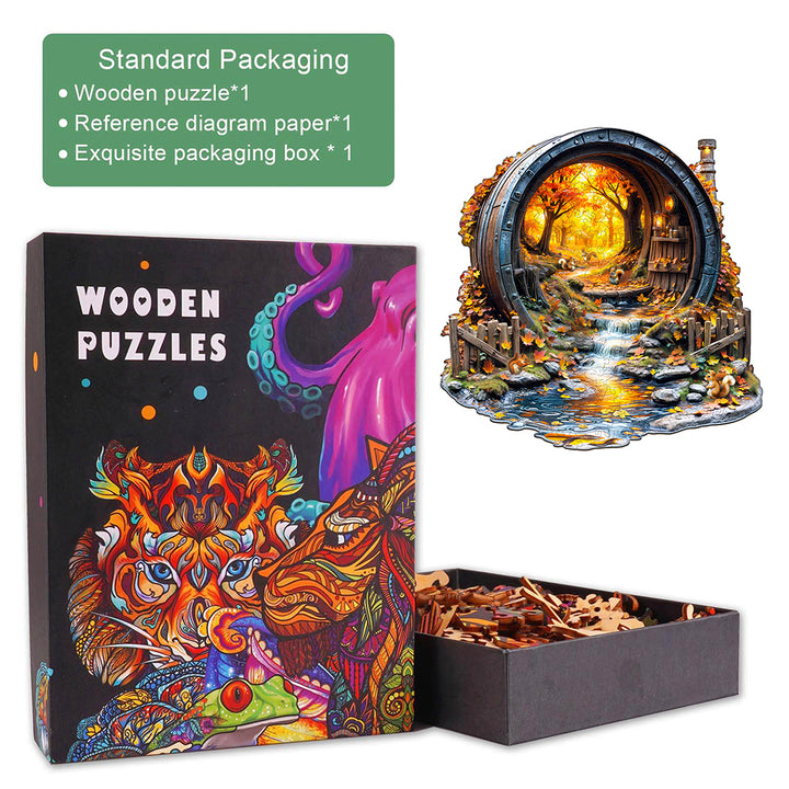 Barrel of Autumn Wooden Jigsaw Puzzle