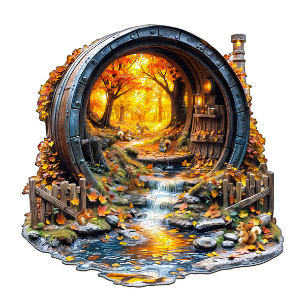 Barrel of Autumn Wooden Jigsaw Puzzle