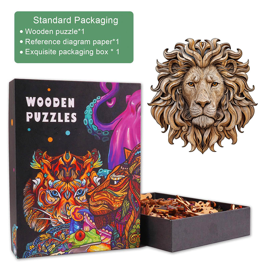 Woodcarved lion Wooden Jigsaw Puzzle