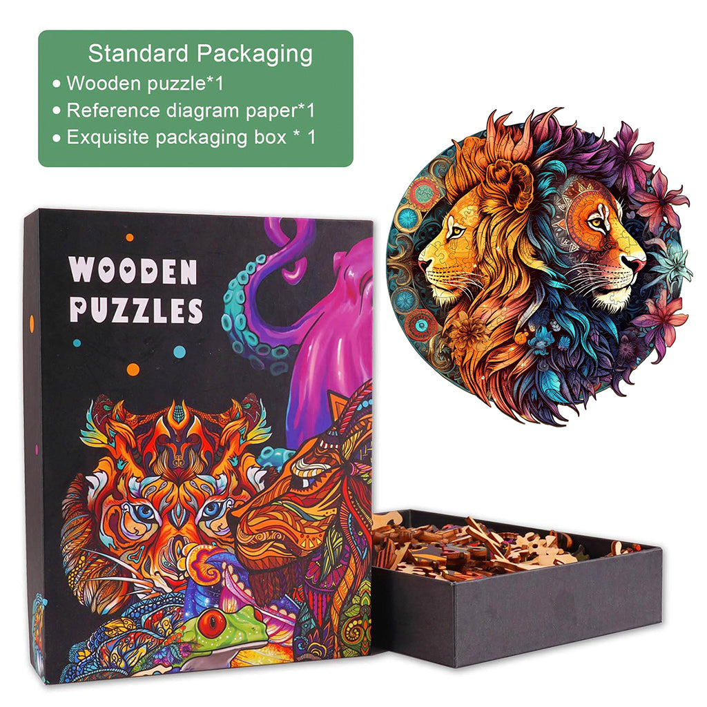 Yin-Yang Lion 2 Wooden Jigsaw Puzzle