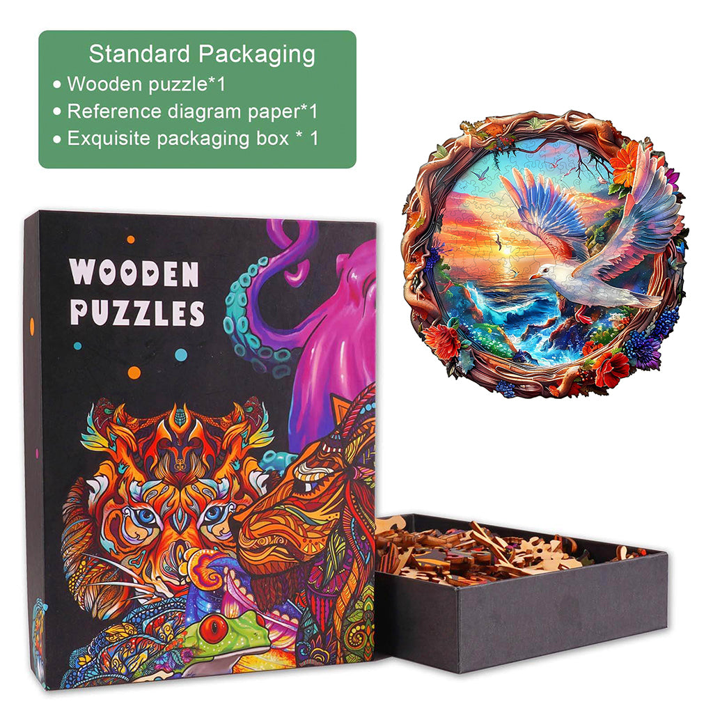 Sunset Seagull Wooden Jigsaw Puzzle