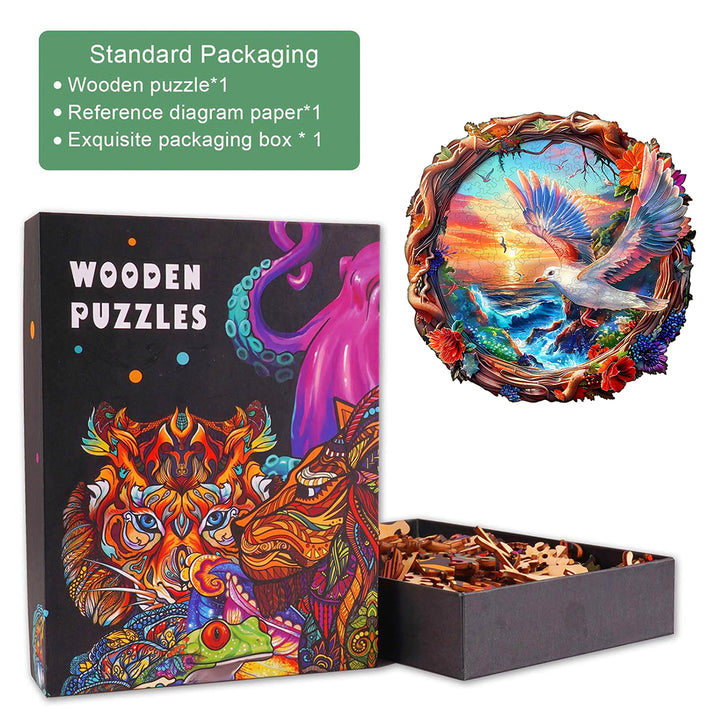 Sunset Seagull Wooden Jigsaw Puzzle