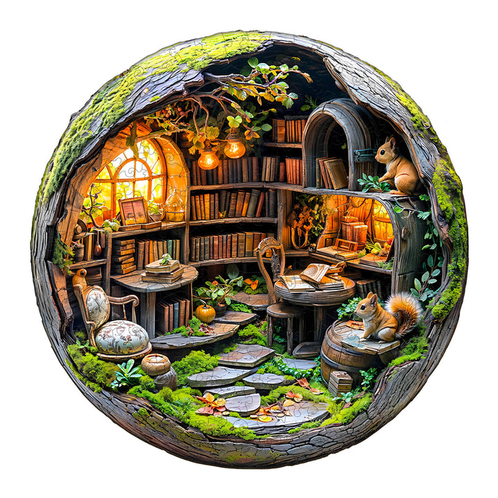 3D Mossy Library Wooden Jigsaw Puzzle
