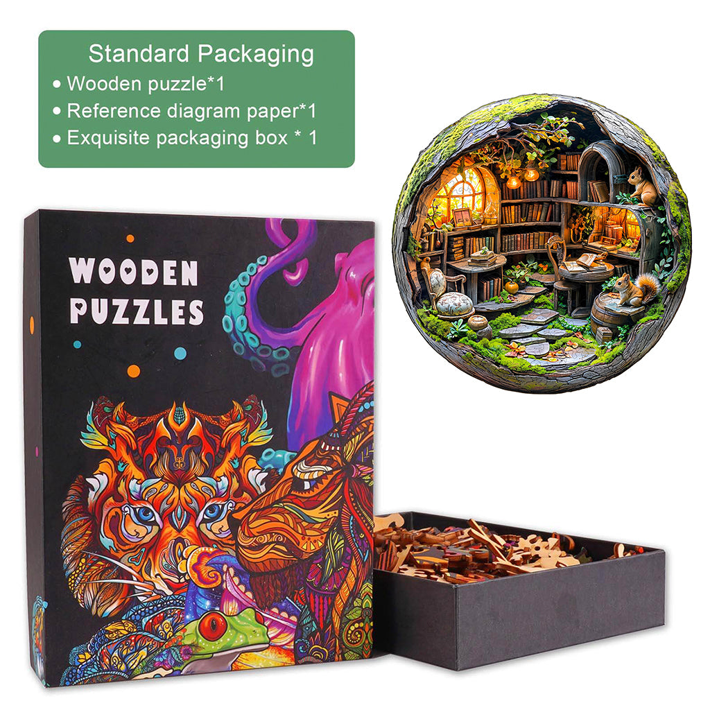 3D Mossy Library Wooden Jigsaw Puzzle