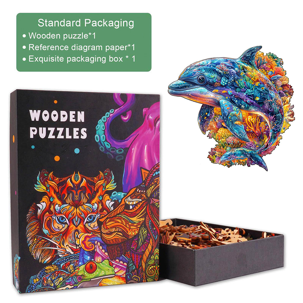 Bubble dolphin Wooden Jigsaw Puzzle