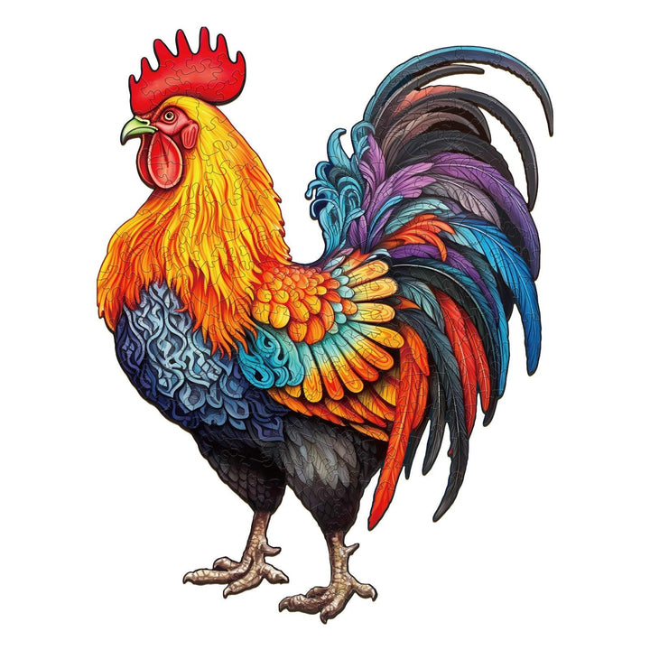 Spirited Rooster 2 Wooden Jigsaw Puzzle-Woodbests