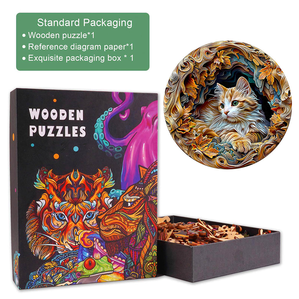 3D Cat Wooden Jigsaw Puzzle