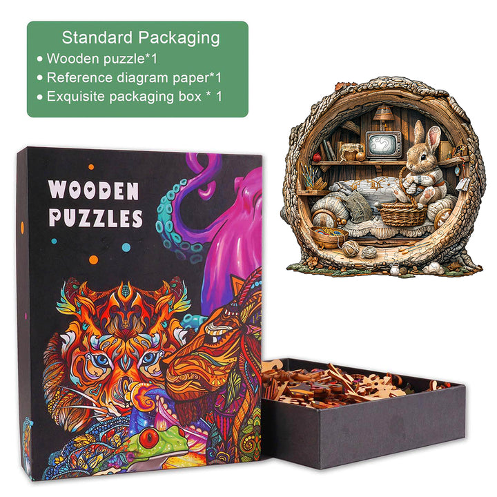 Tree Hole Rabbit Wooden Jigsaw Puzzle