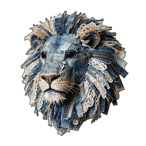 Denim Fabric Lion Wooden Jigsaw Puzzle