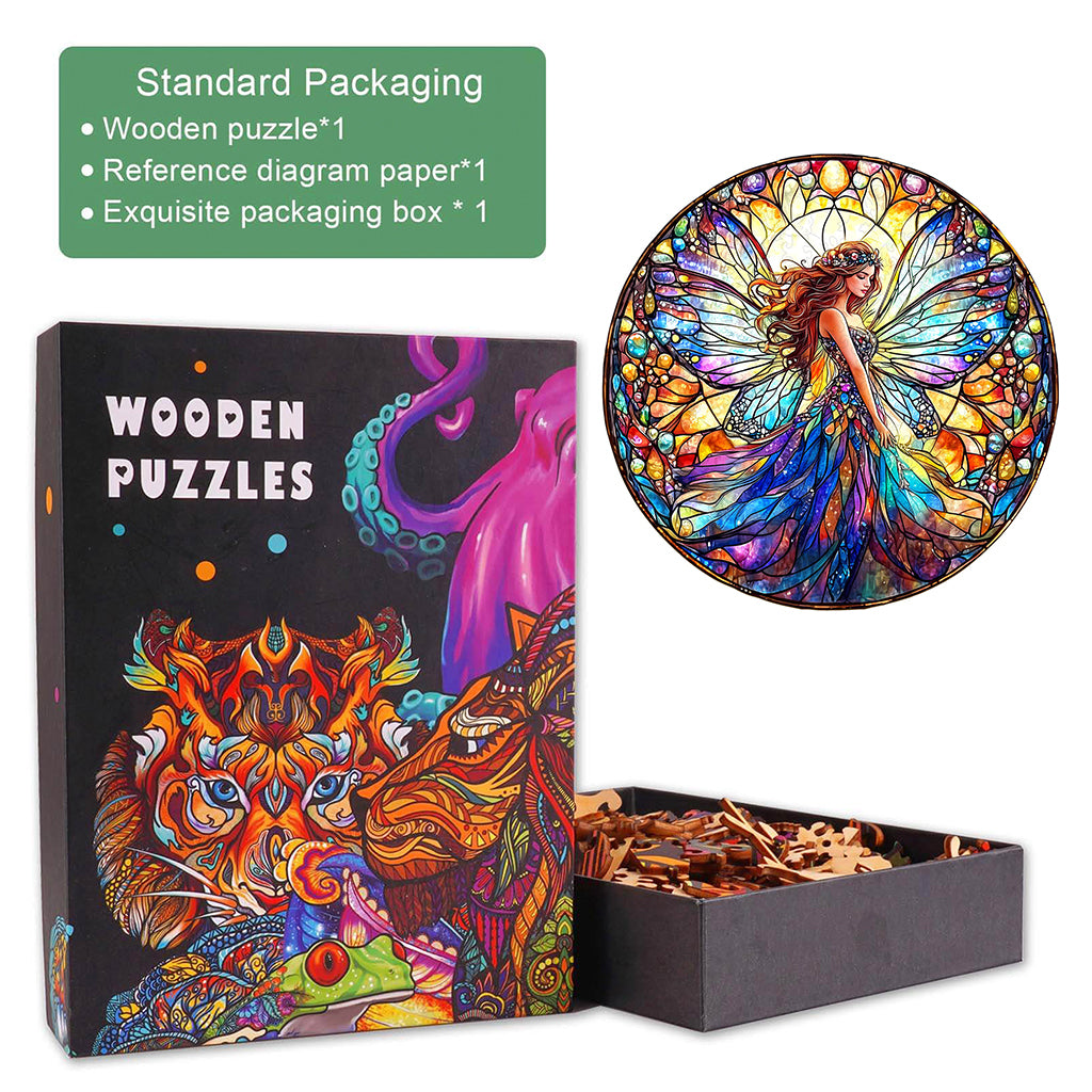 Stained Glass Fairy Wooden Jigsaw Puzzle