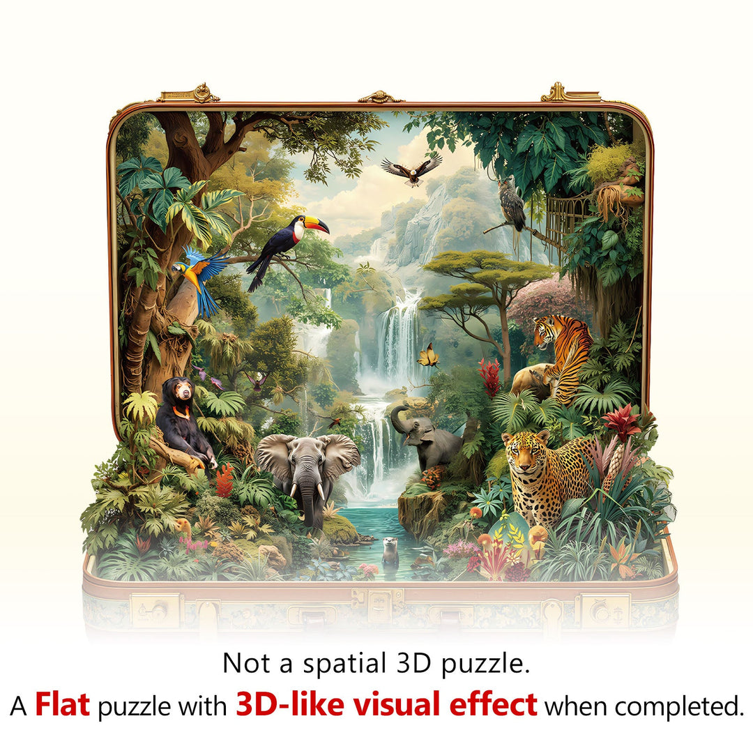 Suitcase scenery-jungle animals Wooden Jigsaw Puzzle