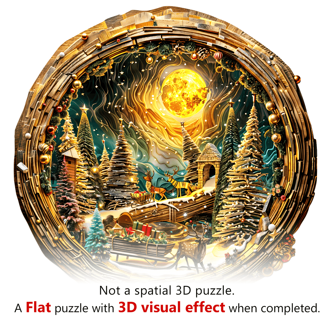 3D Christmas Eve-2 Wooden Jigsaw Puzzle - Woodbests