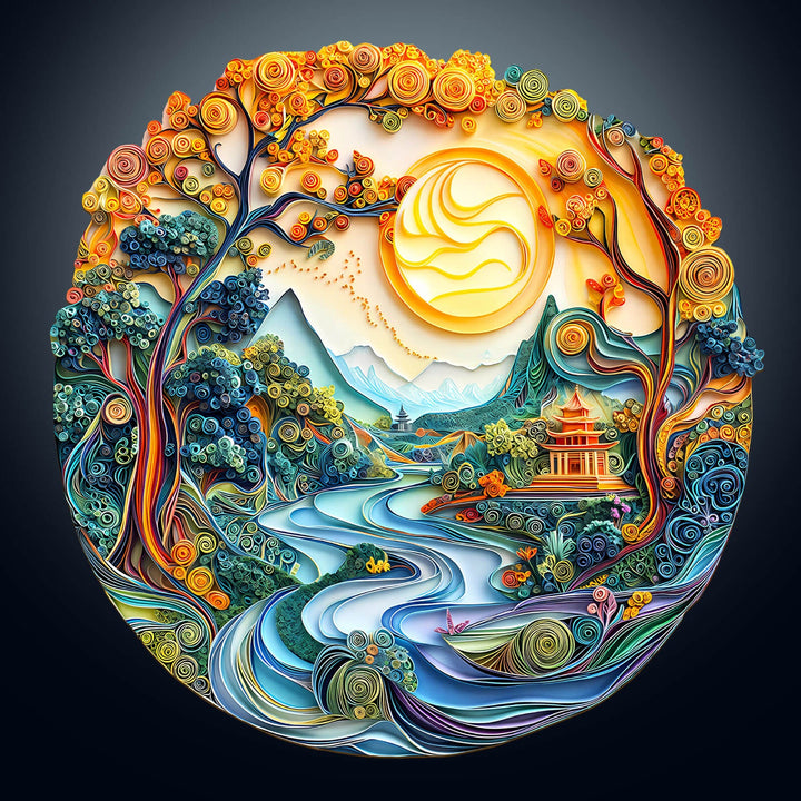 3D Colored Paper Sculpture Landscape Wooden Jigsaw Puzzle - By Woodbests