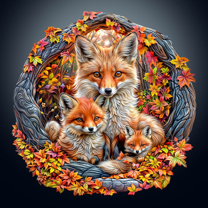 Parent-child fox Wooden Jigsaw Puzzle