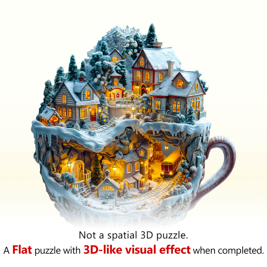 Train and Village Wooden Jigsaw Puzzle