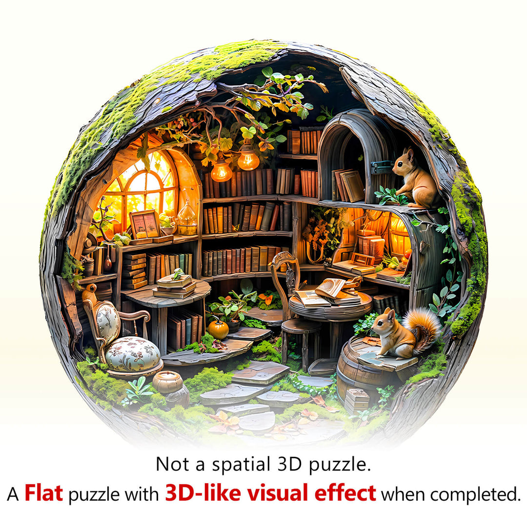 3D Mossy Library Wooden Jigsaw Puzzle