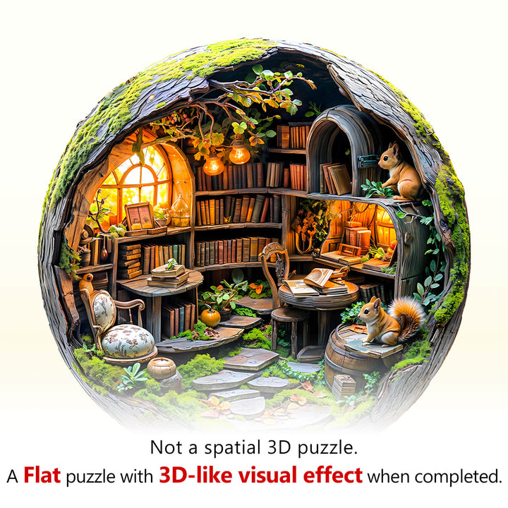 3D Mossy Library Wooden Jigsaw Puzzle