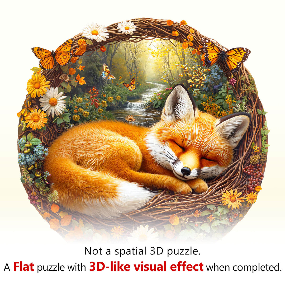 Lazy little fox Wooden Jigsaw Puzzle
