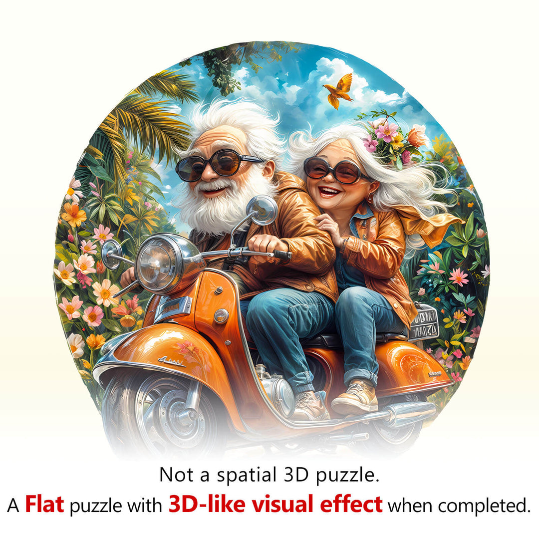 Motorcycle Granny-2 Wooden Jigsaw Puzzle