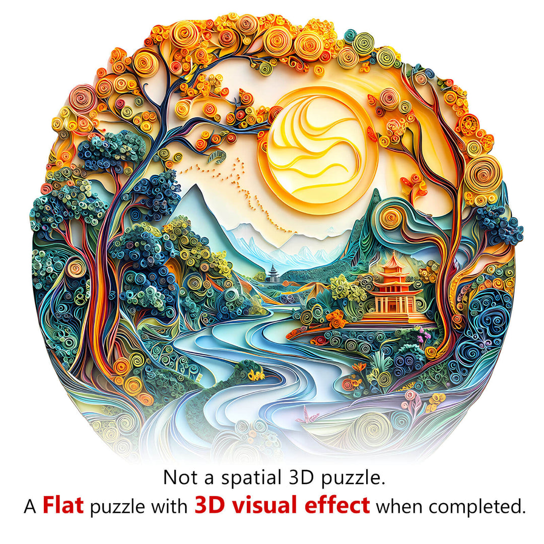 3D Colored Paper Sculpture Landscape Wooden Jigsaw Puzzle - By Woodbests