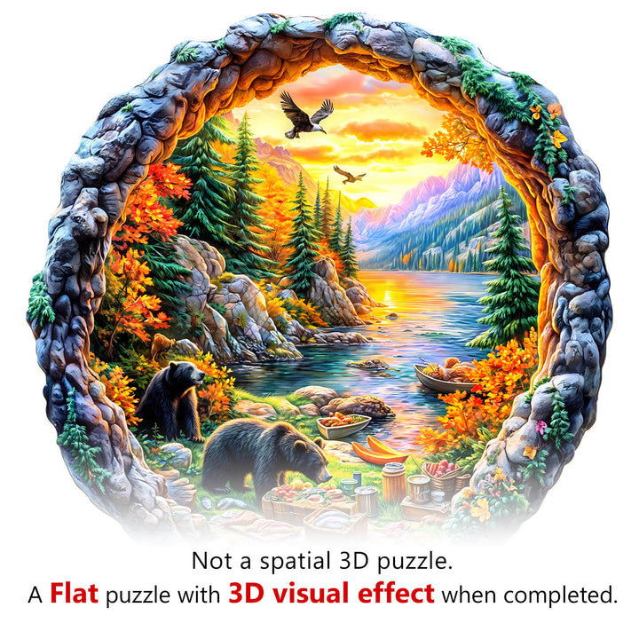 3D Picnic by the lake Wooden Jigsaw Puzzle
