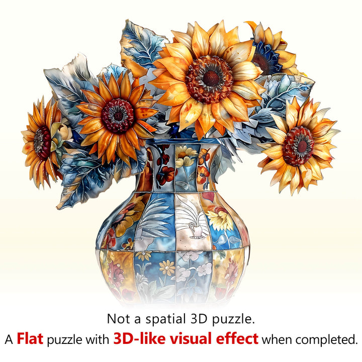 patchwork sunflower Wooden Jigsaw Puzzle