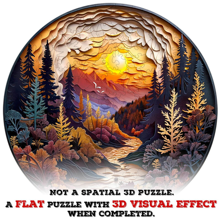 3D Sunset Forest Wooden Jigsaw Puzzle - Woodbests